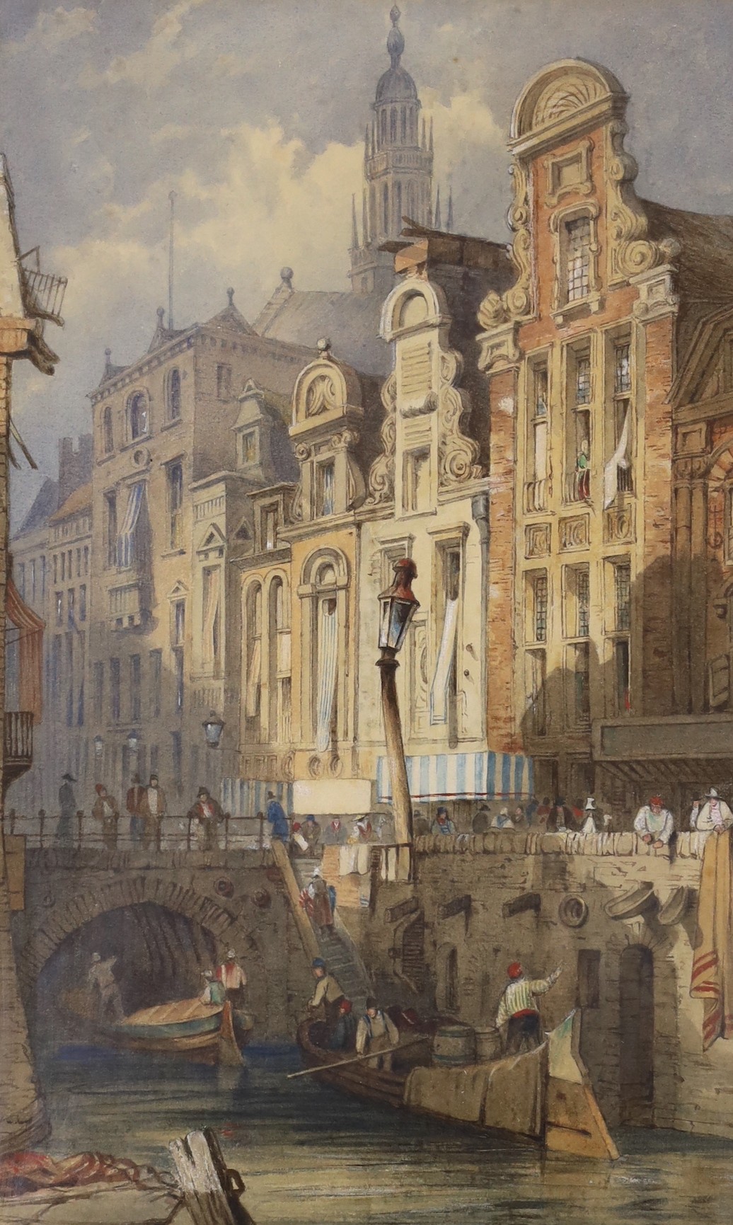 After Samuel Prout, watercolour, 'Utrecht Town Hall', 41 x 26cm and two other watercolours